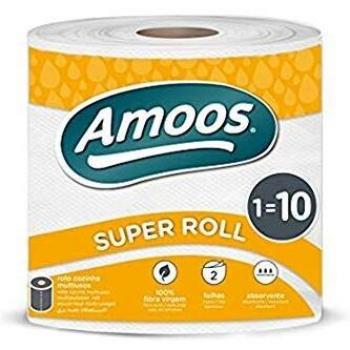 AMOOS Rollo Multiusos Celulosa Gofrada Blanca de 2 Capas 1=10 22cm x 70mts