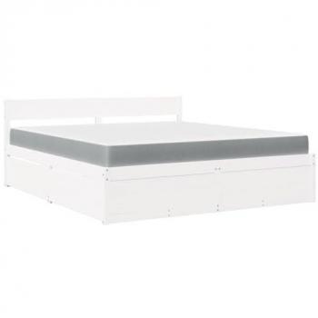 Cama con cajones y colchón de madera maciza de pino blanca 180x200 cm