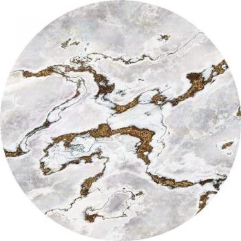Papel Pintado Autoadhesivo Redondo Komar Marble Vibe, 125x125 cm, Diseño de Mármol en Color Dorado