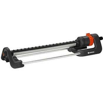 Aspersor oscilante GARDENA Aqua L: aspersor para regar superficies de entre 120-280 m², radio de alcance 8-16 m, amplitud de riego máx. 16 m, filtro de metal integrado