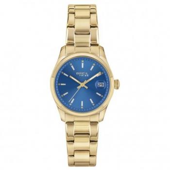 Reloj de Mujer BREIL Classic Elegance Azul Claro - Movimiento Solo Time - 3 Cuarzos Lancette - Pulsera de Acero Color Oro EW0599