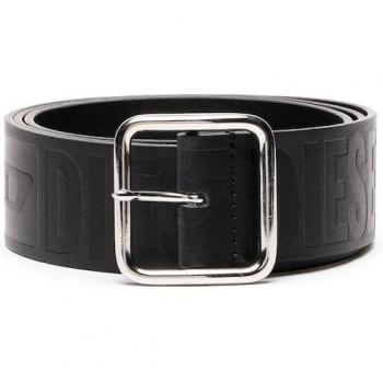 Cinturón de hombre de piel Diesel D Logo B-Illy II, color negro, talla 105, hebilla plateada