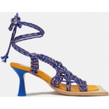 Miista - Sandalias de tacón de mujer en azul con puntera cuadrada