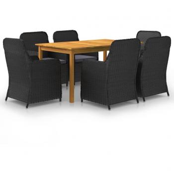 vidaXL Juego de comedor para jardín de 7 piezas negro