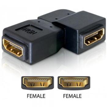Adaptador HDMI hembra a hembra 90 grados compacto negro