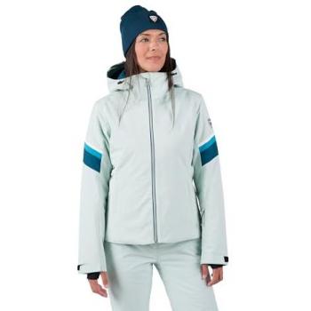 Chaqueta de esquí aislada Rossignol Strawpile para mujer, con capucha, impermeable, color gris claro y azul, talla L