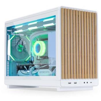 Caja para computadora Lian Li A3 Micro-ATX con cristal templado y madera blanca