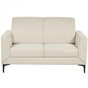 Sofá Moderno Retro 2 Plazas Tapizado en Tela de Poliéster Beige con Patas Negras Fenes