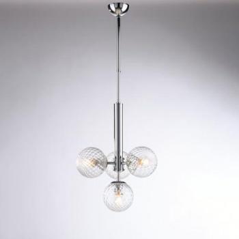 Lámpara de Techo Moderna Be Light Cromo 4 Luces E14 con Esferas de Vidrio Transparente