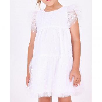 Vestido de tul con bordados de fantasía en color blanco