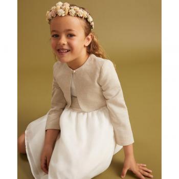 Chaqueta niña lino con botón frontal Coconut El Corte Inglés