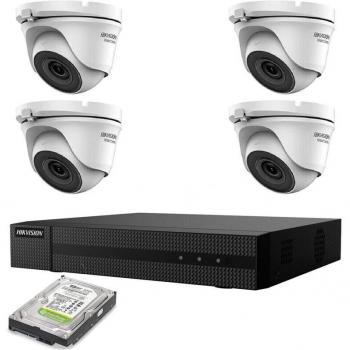 Kit AHD 4 Cámaras Domo Hikvision 5 MPX HD con Disco Duro de 1TB