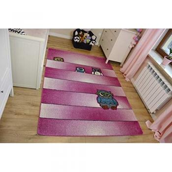 Alfombra infantil diseño búhos rosa C412 240x330 cm