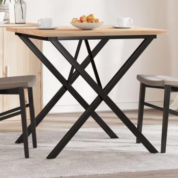 Mesa de comedor X-Frame 90x90x75,5 cm Pino macizo y hierro fundido