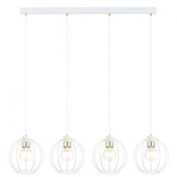 Lámpara de Suspensión Gino EPIKASA, Acero con Recubrimiento de Polvo, Blanco y Oro, 115x120x24 cm