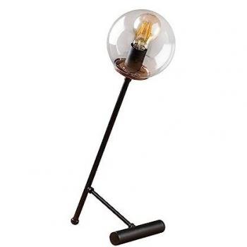 Lámpara de Mesa Negra Modelo 17 con Tulipa Transparente y Iluminación LED