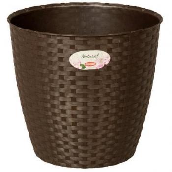 Portavaso Natural Moka 19 cm con diseño Rattan y acabado marrón