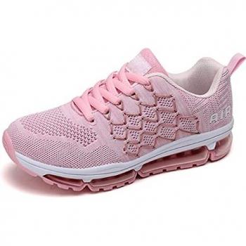 Zapatillas de Deporte Hombre Mujer Running Bambas Ligero Zapatos para Correr Respirable Calzado Deportivo Andar Crossfit Sneakers Gimnasio Moda Casuales Fitness Outdoor Pinkwhite-36