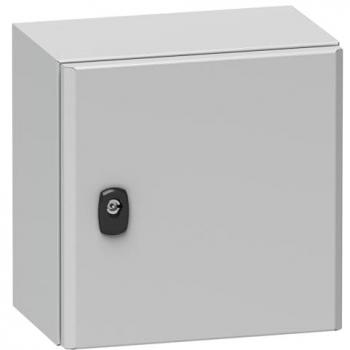 Caja de pared Schneider Electric NS, modelo NSYS3D4320, tipo: armario metálico con puerta completa sin placa de montaje, dimensiones: 400 x 300 x 200 mm, grado de protección IP66, resistencia IK10