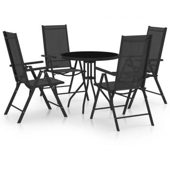 vidaXL 5 Piece Garden Dining Set Aluminium and Textilene Black