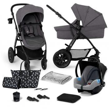 Kinderkraft XMOOV 3 en 1 Carrito de Bebé Conjunto Trio, Silla de Paseo, Capazo y Silla de Coche, Plegable, con Accesorios, Color Dark Grey