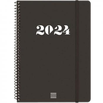 Finocam - Agenda 2024 Semana Vista Horizontal Espiral My E10 Catalán Negro Enero-Diciembre 155x212mm