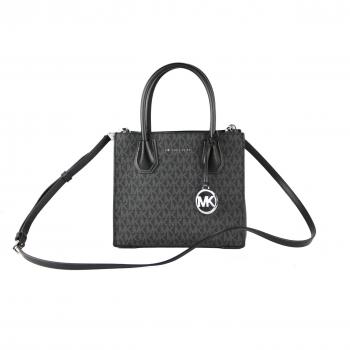Mercer Medium Black Signature Leather Messenger Crossbody Handbag
