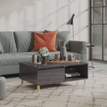 Mesa de centro vidaXL madera contrachapada 90x60x35 cm en color Negro, Gris y Roble Sonoma; mesita de salón o comedor auxiliar