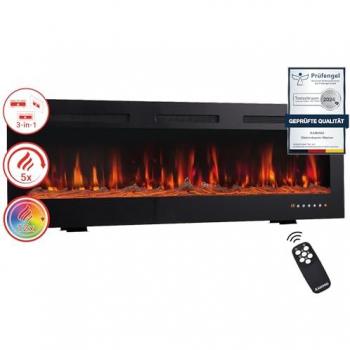 Chimenea eléctrica 3 en 1 MARLON - Efecto de llama 3D, 12 colores, control remoto - 55 pulgadas