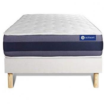 Kit Somier y Colchón de Espuma Viscoelástica 80x190 cm - Actisom Blanco con 5 Zonas de Confort y Altura de 24 cm