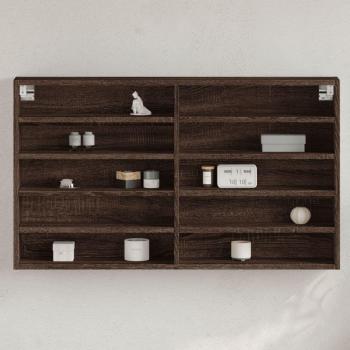 Vitrina de madera de ingeniería 100x15x58 cm en Blanco, Negro y Roble Sonoma - Mueble Almacenaje Estantería para Oficina, Estudio y Dormitorio