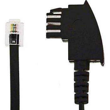 Cable Telefónico TAE/F a RJ11, 6 m, Negro