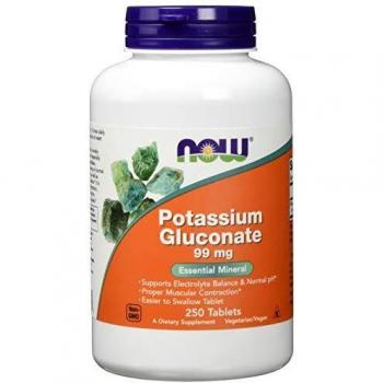 Now Foods Potassium Gluconate 99mg, 250 Vegan Tablets