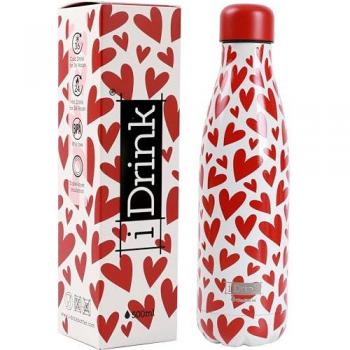 Botella Térmica Isotérmica 500ml Acero Inoxidable Corazones Sin BPA