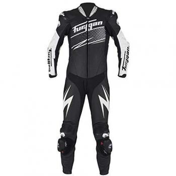 Furygan Mono de cuero Full Ride Negro-Blanco-Plata con protector modelo FULL RIDE
