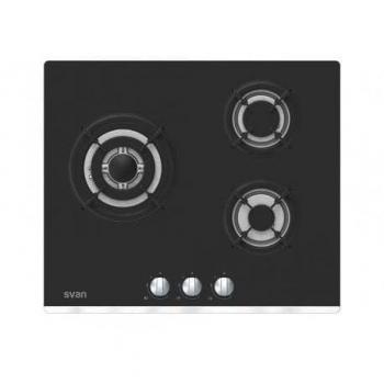 Encimera de gas Svan SGW3600N 3 fuegos 6050W cristal negro 60 cm