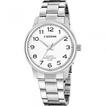 Reloj Calypso Basic K5864/1 Blanco Hombre, Caja de Acero Inoxidable 316L Plateado