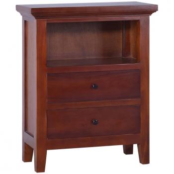 Mueble auxiliar clásico de madera maciza en caoba marrón, dimensiones 60x30x75 cm