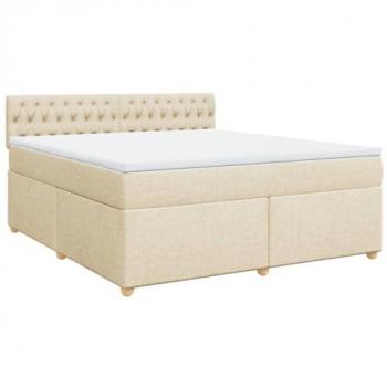 Cama Box Spring con Colchón Tela Color Crema 180x200 cm