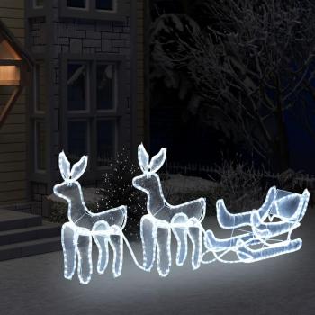 vidaXL Luces de Navidad 2 renos y trineo con malla 648 LEDs