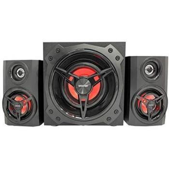 Woxter Big Bass 500R V1 - Altavoces 2.1, 150W BLUETOOTH, LEDS, Subwoofer y Satélites de MADERA, SD, AUX y USB. Juego de Altavoces Gaming RGB, Speakers