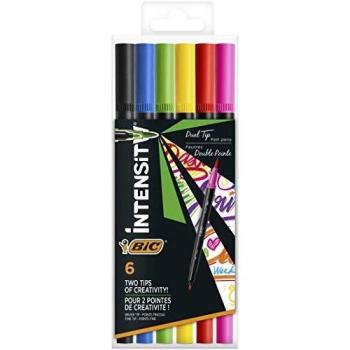 BIC Intensity Juego de 6 pinceles dobles, colores vivos