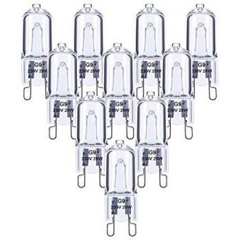 Dehobo Bombilla Lámpara Halogena G9 Bombilla Filamento G9 28W 300LM 230V 360° Ángulo de Haz 100% Regulable Blanco Cálido 2800k Transparente Juego de 10