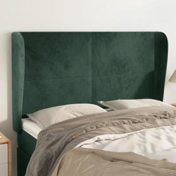 Cabecero con orejas de terciopelo verde oscuro 147x23x118/128cm Vidaxl