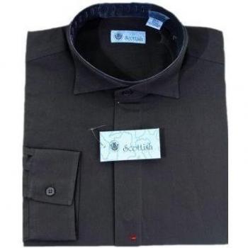 Mens Victorian Collar Shirt Black option 17.5
