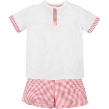 Pijama de bebé niño corto con pantalón de cuadros vichy