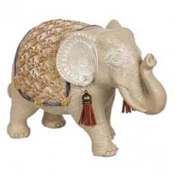 Figura Decorativa Elefante Beige Natural Poliresina 9 x 13 x 20 cm