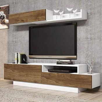 Skyedecom 835PUQ3008 - Unidad de TV de color blanco y nogal
