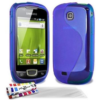 Carcasa Flexible Ultra-Slim SAMSUNG S5570 [Le S Premium] [Azul] de MUZZANO + 3 Pelliculas de Pantalla UltraClear + ESTILETE y PAÑO MUZZANO REGALADOS - La Protección Antigolpes ULTIMA, ELEGANTE Y DURADERA para su SAMSUNG S5570