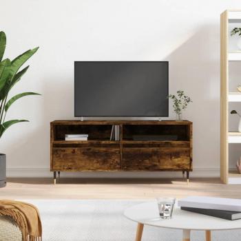 Mueble para TV de madera contrachapada en roble ahumado, dimensiones 100x34,5x44,5 cm, acabado en marrón, fabricado en madera multicapa